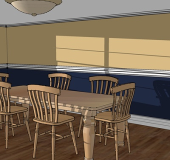 简欧餐桌椅su模型