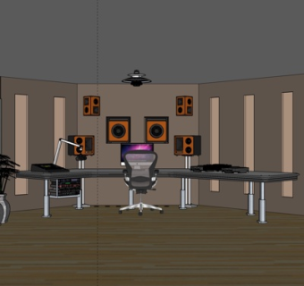 现代电脑桌su模型