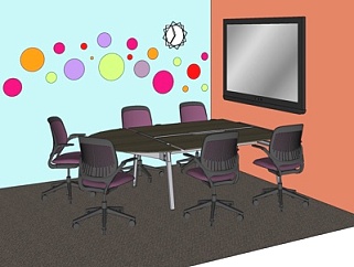 现代小会议室su模型