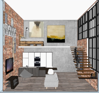 北欧双人沙发su模型