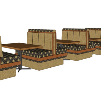 现代卡座餐桌椅su模型