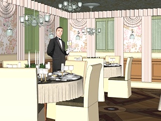 现代酒店宴会厅su模型