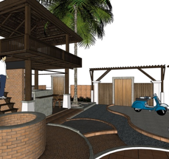 新中式农家小院su模型