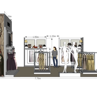 现代服饰专卖店su模型