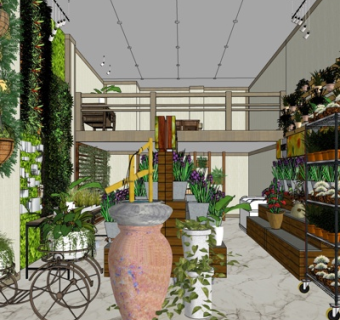 现代花店su模型