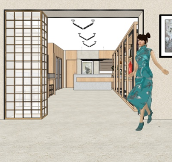 现代服饰专卖店su模型