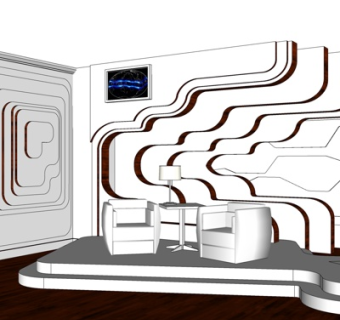 现代休闲桌椅su模型