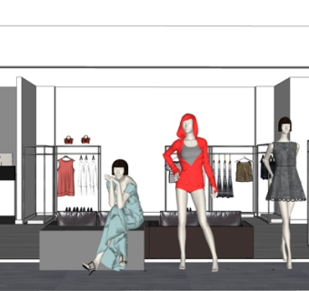 现代服饰专卖店su模型