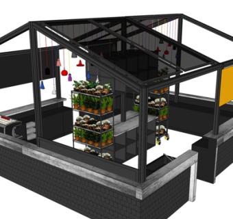 现代花店su模型