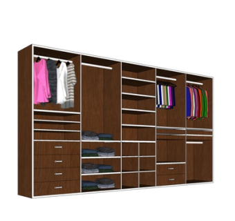 新中式衣柜su模型