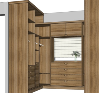 新中式衣柜su模型