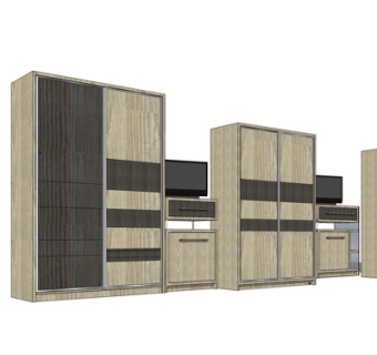 新中式衣柜su模型