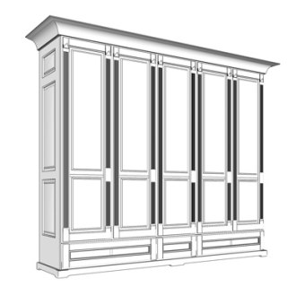 简欧衣柜su模型