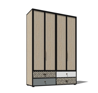 新中式衣柜su模型