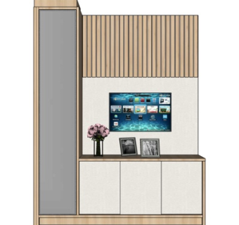 现代电视背景墙su模型