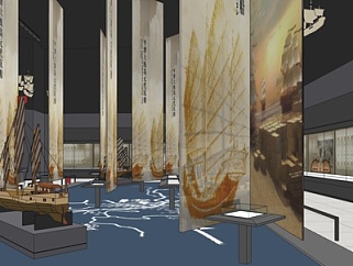 现代海船展厅su模型