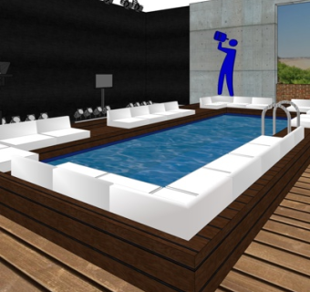 现代游泳池su模型