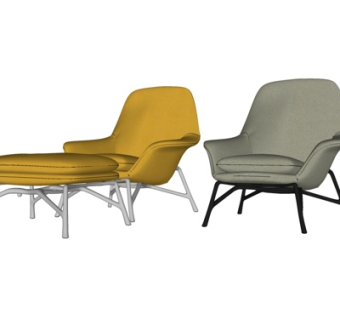 现代布艺休闲椅su模型