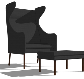 现代布艺高背休闲椅su模型