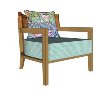 现代实木休闲椅su模型