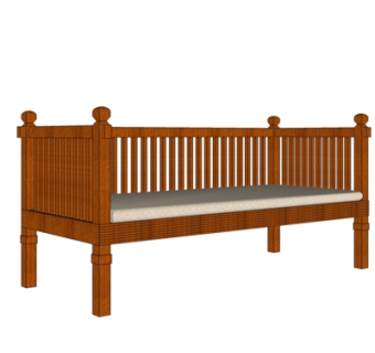 中式实木休闲椅su模型