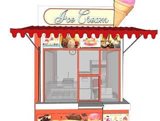现代冰淇淋甜品店su模型