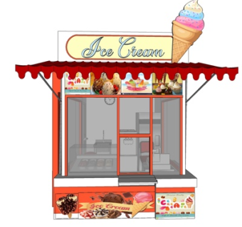 现代冰淇淋甜品店su模型