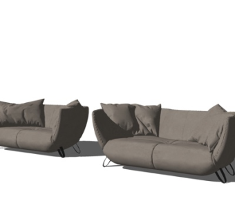 现代布艺双人沙发su模型