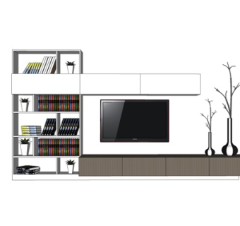 现代电视柜su模型