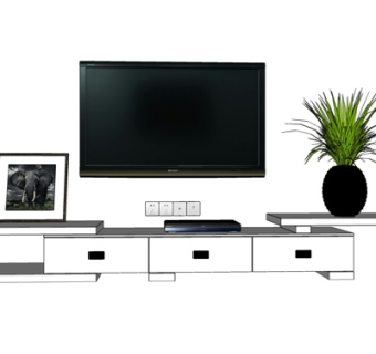 现代电视柜su模型