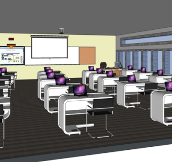 现代学校教室su模型