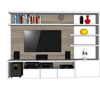 现代电视一体柜su模型
