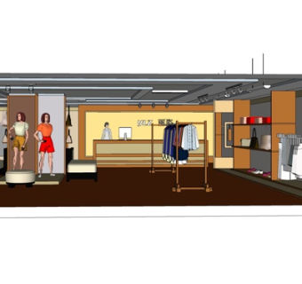 现代服饰专卖店su模型
