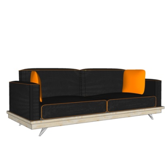 现代布艺双人沙发su模型