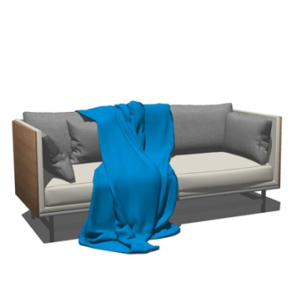 现代布艺双人沙发su模型