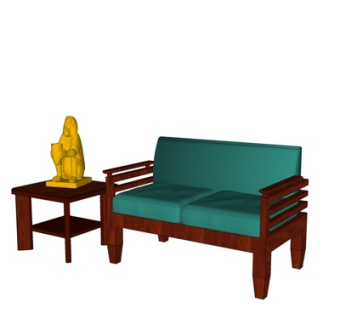 中式布艺双人沙发su模型