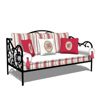 欧式布艺双人沙发su模型