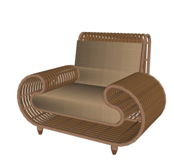 现代藤编休闲椅su模型