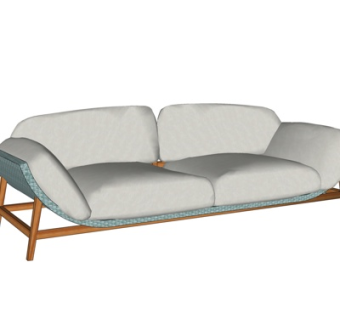 现代布艺双人沙发su模型