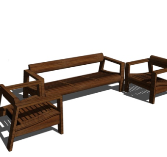 现代实木休闲椅su模型