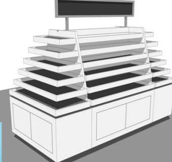 现代商展柜架su模型