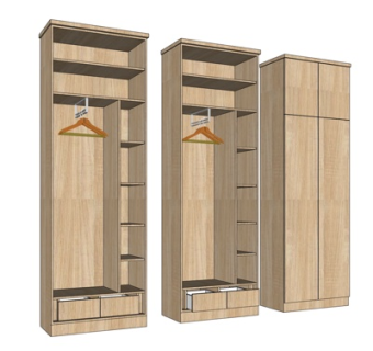 北欧实木衣柜su模型