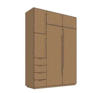 现代实木衣柜su模型