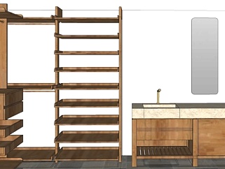 现代实木浴室柜su模型