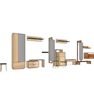 现代实木衣柜su模型