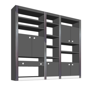 现代实木衣柜su模型
