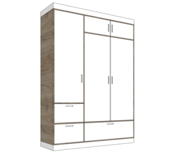 现代实木衣柜su模型