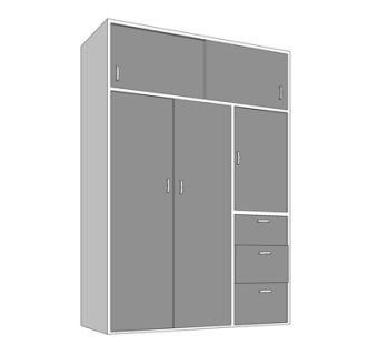 现代实木衣柜su模型