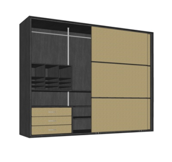 现代实木衣柜su模型