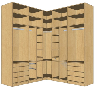 现代实木衣柜su模型